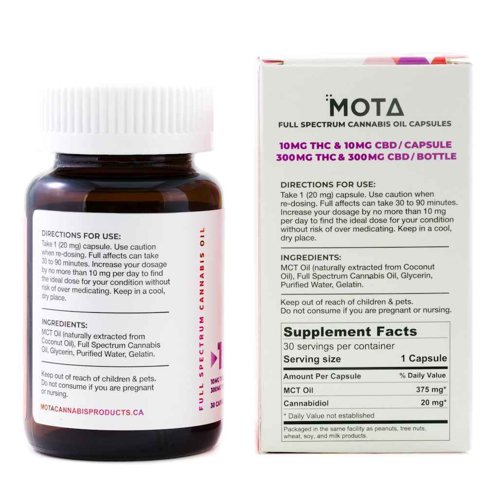 MOTA 1:1 Capsules 10mg THC 10mg CBD