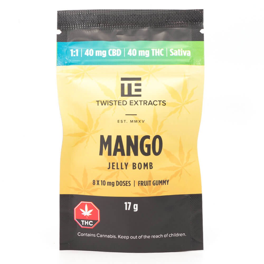Twisted Extracts Mango Jelly Bomb – (1:1 THC/CBD) – Sativa