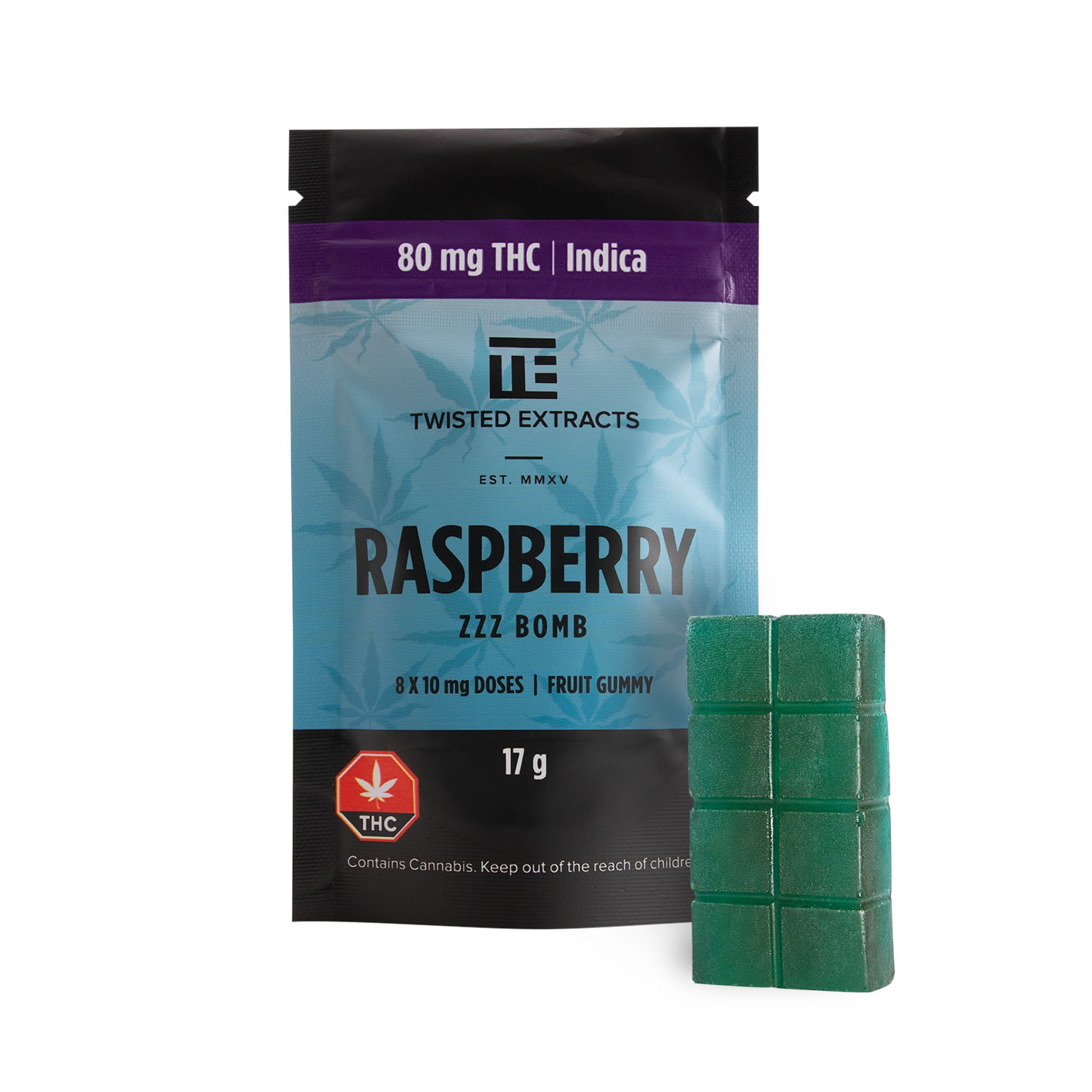 Twisted Extracts THC Raspberry Jelly Bomb – (80mg THC) – Indica